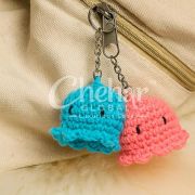 Octopus Keychain Pink Blue Crochet Keychain