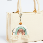 Handmade Macrame Rainbow Keychain Decorative Lovely Keyring