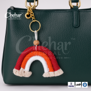 Macrame Rainbow Keychain Red White