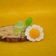 Daisy Flower Crochet Keychain