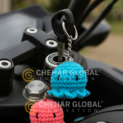 Handmade Crochet Pink Blue Octopus Keychain