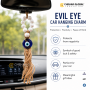 Blue Ring Macrame Evil Eye Car Hanging