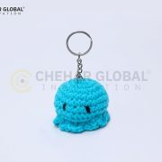 Handmade Crochet Blue Octopus Keychain