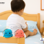 Handmade Crochet Pink Blue Octopus Keychain