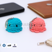 Handmade Crochet Pink Blue Octopus Keychain