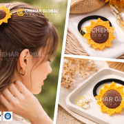 Crochet Sunflower Hair Tie Rubber Band