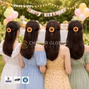 Crochet Sunflower Hair Tie Rubber Band