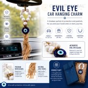 Blue Ring Macrame Evil Eye Car Hanging