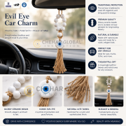 White Ring Macrame Evil Eye Car Hanging