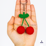 Handmade Crochet Cherry Keychain