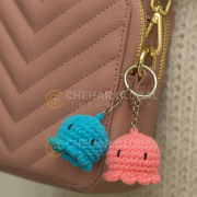 Handmade Crochet Pink Blue Octopus Keychain