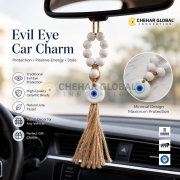 White Ring Macrame Evil Eye Car Hanging