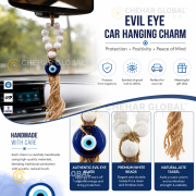 Blue Ring Macrame Evil Eye Car Hanging