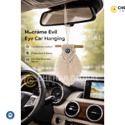 Handmade Macrame White Tree Evil Eye Car Hanging
