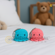 Handmade Crochet Pink Blue Octopus Keychain