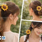 Crochet Sunflower Hair Tie Rubber Band