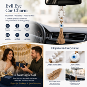 White Ring Macrame Evil Eye Car Hanging