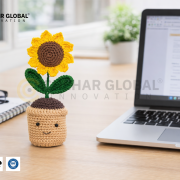 Crochet Sunflower Pot