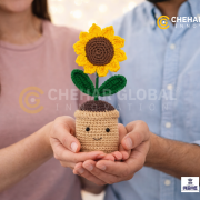 Crochet Sunflower Pot