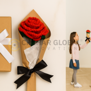 Handmade Crochet Red Rose Bouquet